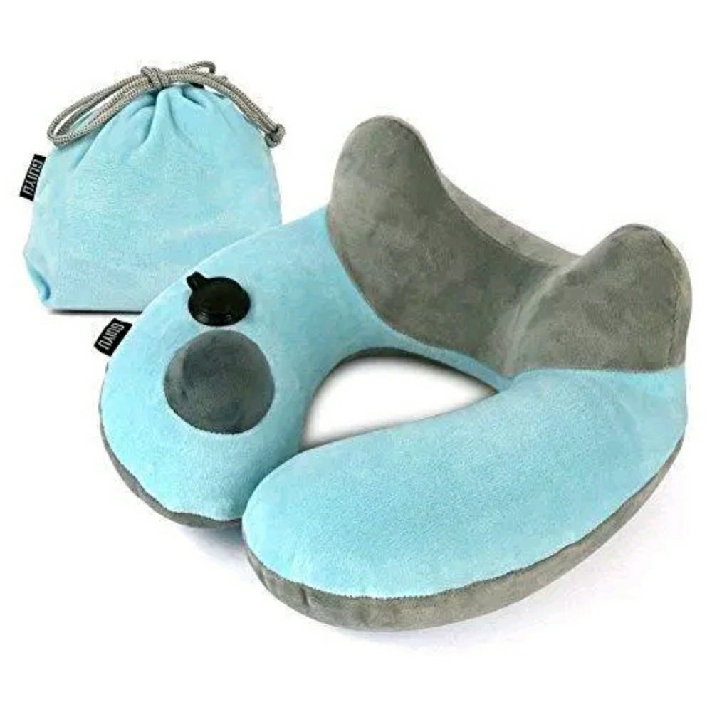 New velvet inflatable Travel Pillow gray